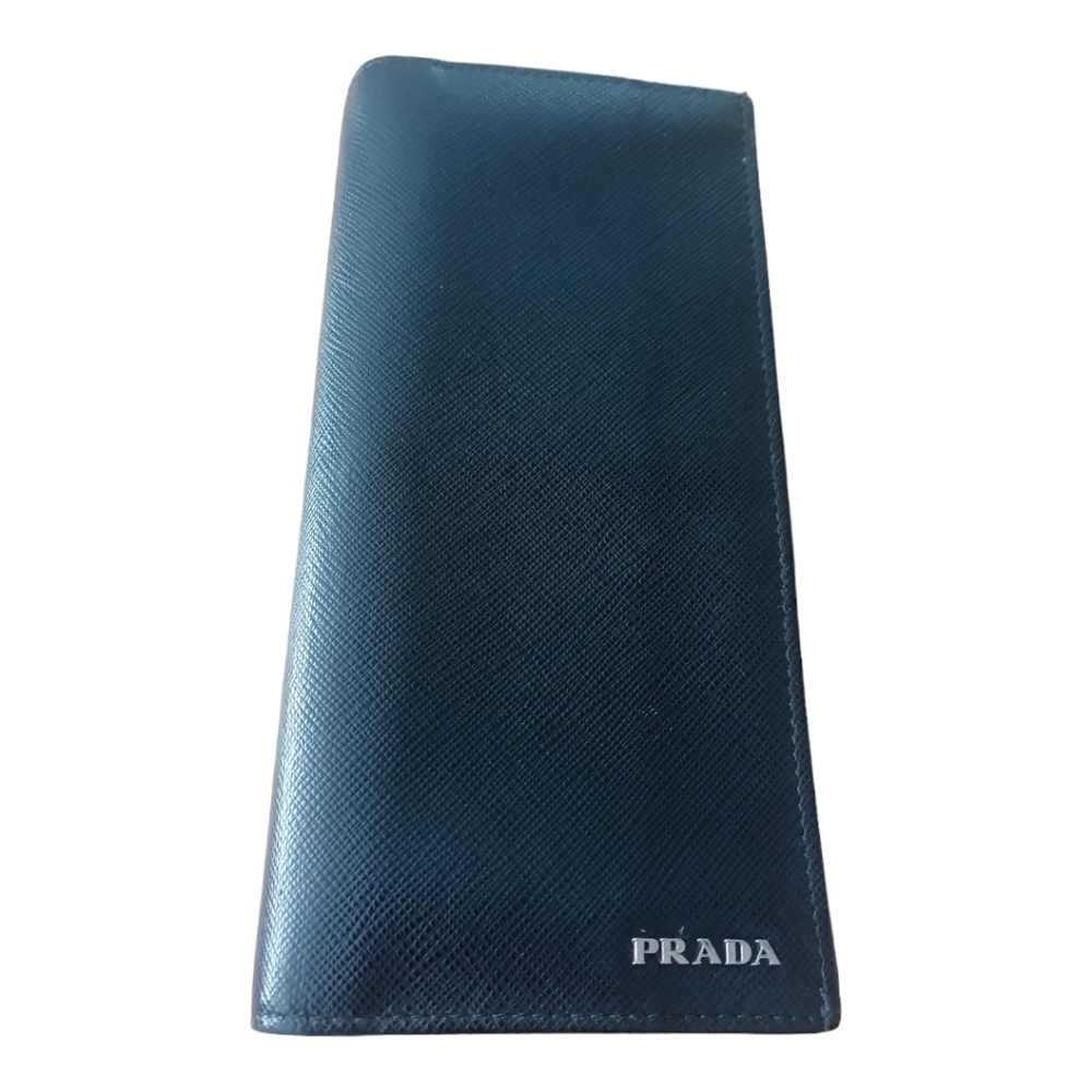Prada black staffiano leather long wallet comes with dust bag